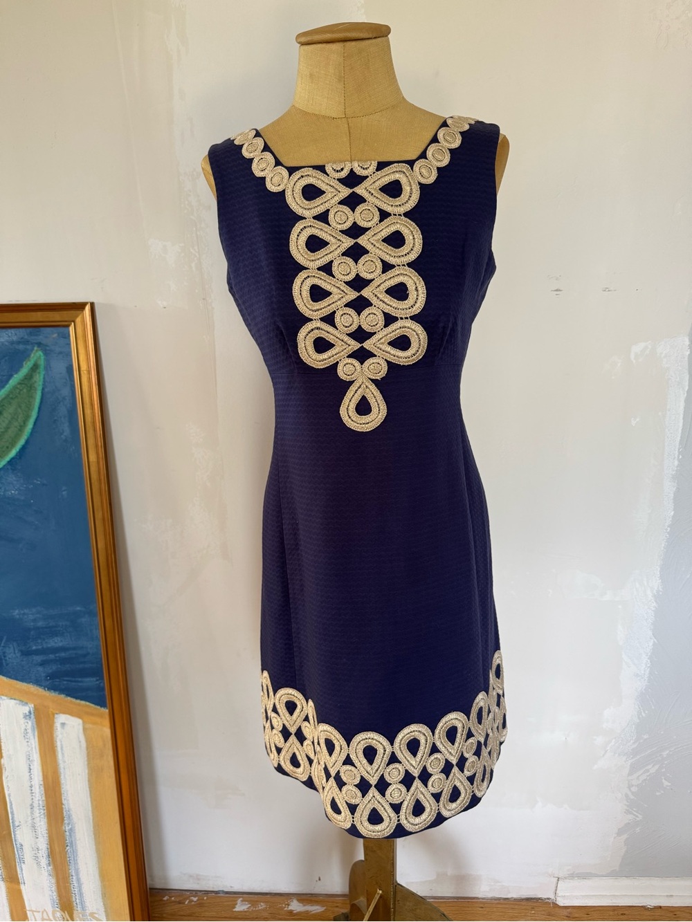 Lilly Pulitzer Sleeveless Navy Dress with Gold Appliqué